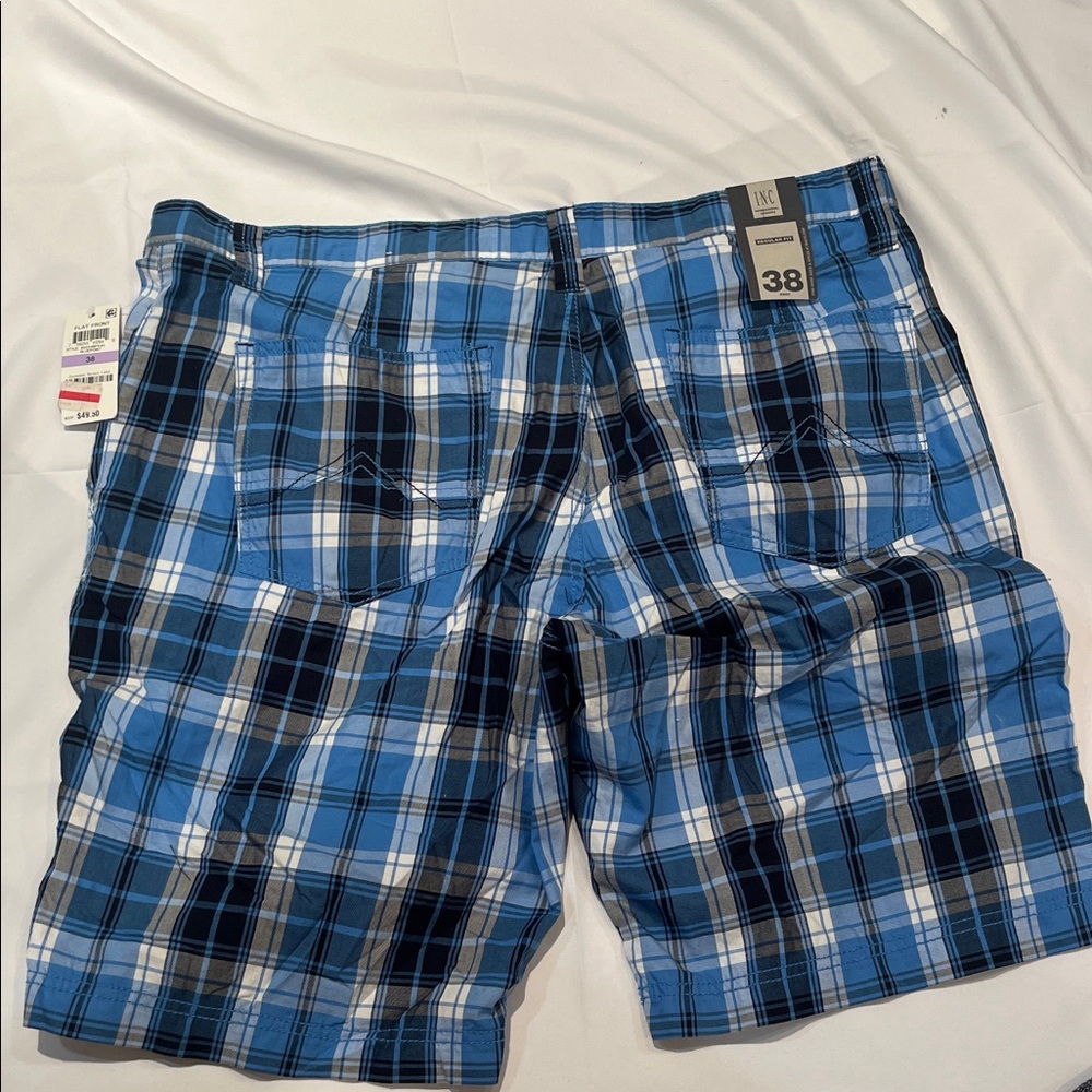 INC International Concepts Blue Checkered Men's Shorts- size 38